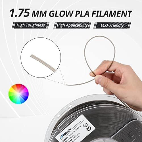 AMOLEN 3D Printer Filament, PLA Filament 1.75mm, Glow in The Dark Filament Blue Starry Sky, Best with UV Lamps, Fit Most 3D FDM Printers, Dimensional Accuracy +/- 0.02 mm, 1kg(2.2lbs) Spool