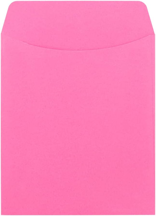 Hygloss 30 Library Card Pockets 3.5x5 Inch - Non-Adhesive Pocket Envelopes - Electric Pink - Classroom Envelope Pockets - Ideal for Organizing - Colorful Small Library Book Pocket