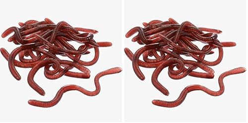 Gejoy 16 Pieces Fake Worms Rubber Play Worms Realistic Plastic Toy Earthworm Worm Farm for Halloween April Fool's Day Party (Pack of 2)