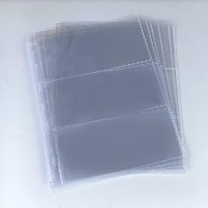 3 Pockets Paper Money Collection Supplies Pages, 10 Sheets Money Stamp Page Holders Currency Collecting Book Album Sleeves for Standard 9-Hole Coin Collector Binder