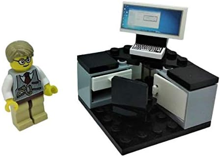 Custom Toys & Hobbies INC Building Bricks Businessman Lawyer Office Setup- Premium Quality Desk Keyboard Computer & Minifigure Holiday Birthday Gift for Kids