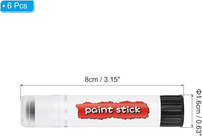 PATIKIL Tempera Paint Sticks, 6 Pcs Solid Tempera Paints Sticks Washable Bulk Markers Pen Quick Drying for Artists Beginners Art Supplies, Black