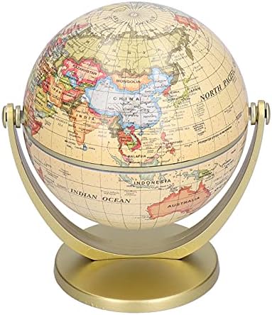 Globe English Mini World Map with Sturdy Hard Base, Earth Geographical Location Map Picture Teaching Tool Child Gift