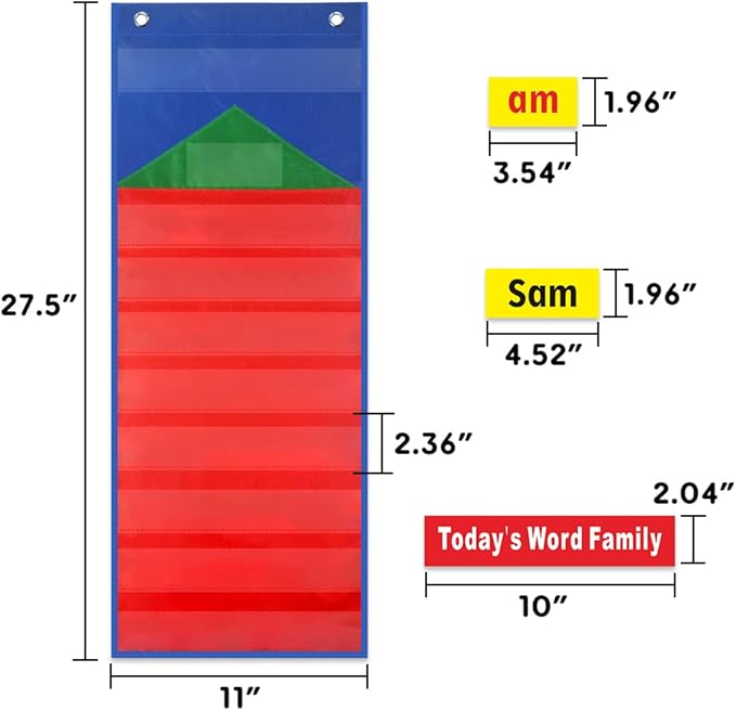 Word Families Pocket Chart,Pocket Chart with Word Families Cards,Phonics and Rhyming,CVC Word Sorting,Reading Skills for Preschool and Kindergarten