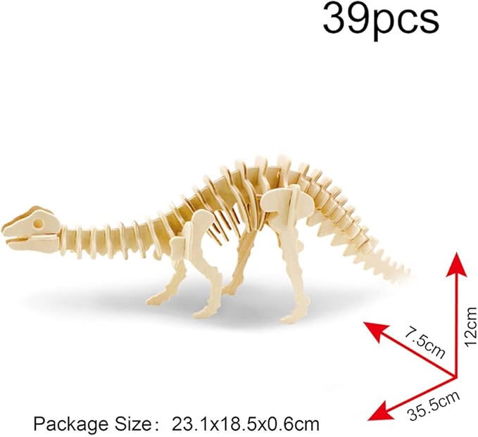 Georgie Porgy 3D Wooden Puzzles for Kids Toys Construction Woodcraft Kits DIY Model Puzzle Kits Birthday Gifts Pack of 3 (Parasaurolophus Apatosaurus Triceratops)