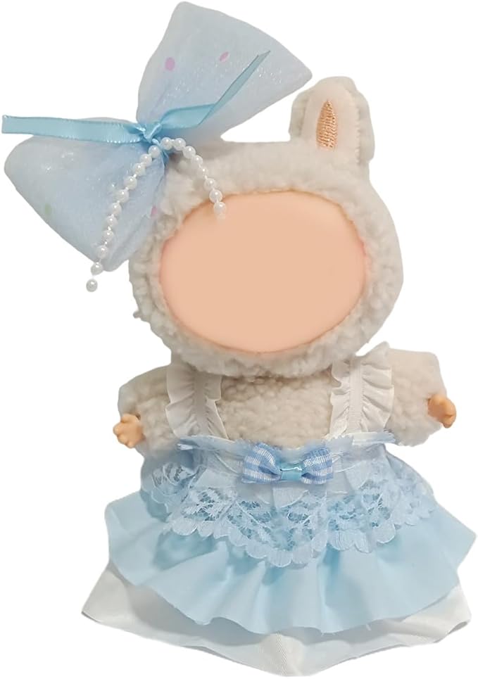 Doll Outfit Clothes Set for 17cm Dolls, Premium Fashion Princess Dress Jumpsuit for Dolls Accessories (NO Doll) (Blue Bow and Dress)