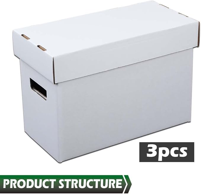 GRAND ORANGE 3 Pack Comic Book Storage Box - Holds 150-175 Comics, Collapsible, Stackable, Moistureproof, Archival Cardboard Short Box