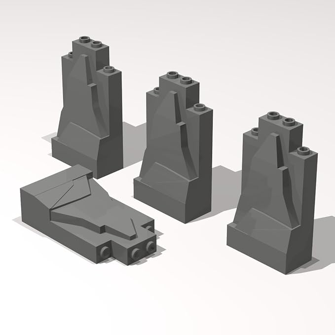 Classic Building Rock Bulk, Rockery Panel 2x4x6 Medium Symmetric 10 Piece, Compatible with Lego Parts and Pieces: (Color:Dark Gray)