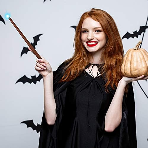 Sumind 4 Pieces Light up Wand Magic Light and Sound Toy Wizard Wands, Illuminating Witch Wand, Costume Accessory for Halloween Cosplay Birthday Party Favors(Brown)