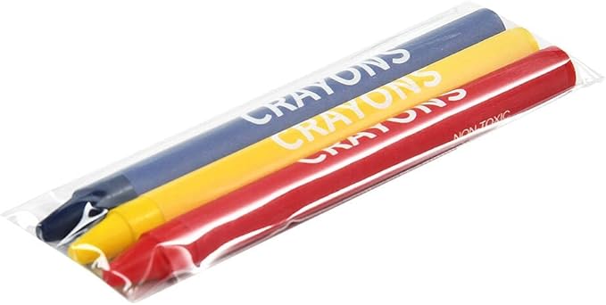 Madisi Crayons Bulk Pack, Regular Size, 3 Colors, cellophane 200 Packs, 600 Count