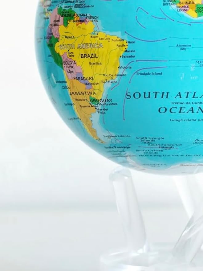 MOVA Globe – Blue Political Map 4.5” | Rotating World Globe Powered by Light | Educational Home Decor, No Batteries or Wires Needed