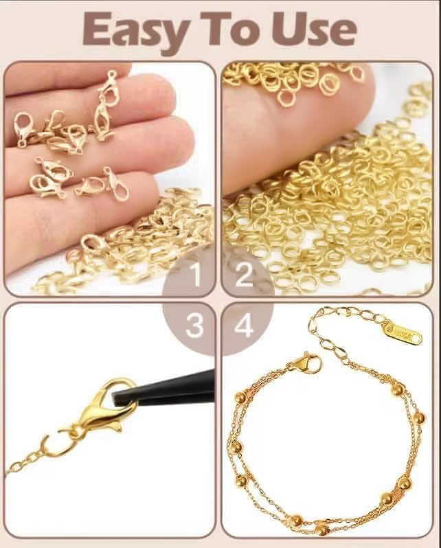 OHINGLT 700 Pieces Lobster Claw Clasps and Open Jump Rings Set, Gold Plated Bracelet Necklace Clasp for Jewelry Making