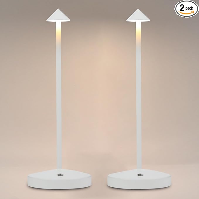 Portable LED Cordless Table Lamps 2 Pack, 5500mAh Rechargeable Battery Operated Restaurant Table Lamp, 3 Colors Mode Stepless Dimming Night Light for in/Outdoor