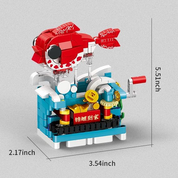 Chinese Style Fashion Building Block Set Chinese Traditional Elements Home furnishings Children's Educational Toys Gifts Suitable for Children Over 6 Years Old Boys and Girls (Luck Carp)