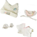 Cloth for Doll,4-Piece Clothes Outfit for 17cm ＆ 15cm (NO Doll) - White Shaped Velvet hat + Glasses + White Clothes + Pink Pinafore