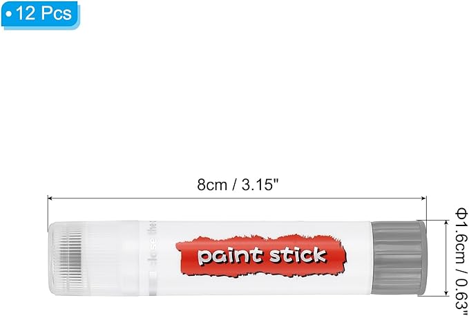 PATIKIL Tempera Paint Sticks, 12 Pcs Solid Tempera Paints Sticks Washable Bulk Markers Pen Quick Drying for Artists Beginners Art Supplies, Gray