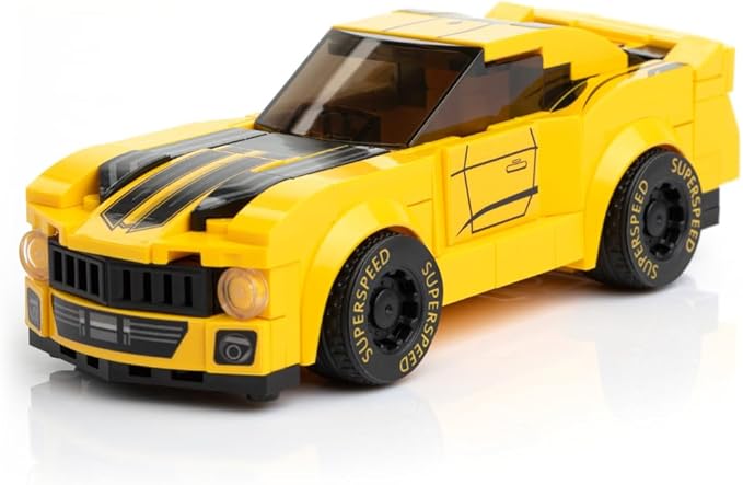 Block Builder Racing Car Building Block Set. Racing Car Building Blocks for Kids and Adults (Yellow)