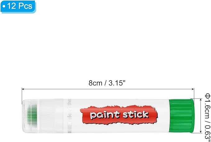 PATIKIL Tempera Paint Sticks, 12 Pcs Solid Tempera Paints Sticks Washable Bulk Markers Pen Quick Drying for Artists Beginners Art Supplies, Green
