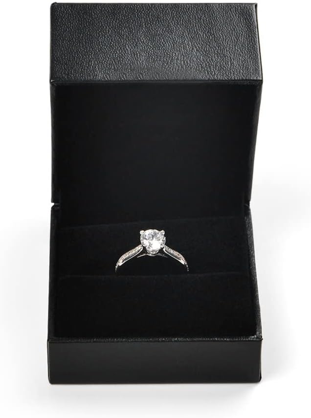 Oirlv Luxury Black Leather Ring Box - Ideal for Wedding and Proposal Ring Jewelry Gift