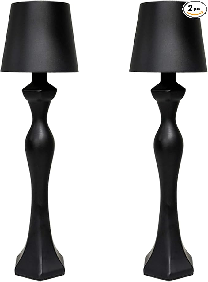 Cordless Table Lamp, 5200mAh Rechargeable Battery LED Touch wireless Lamp, 3 Color Changing & Stepless Dimmer, Decorative Portable Nightstand Lamp for Bedroom Living Room Outdoor kitchen（2 Pack Black）