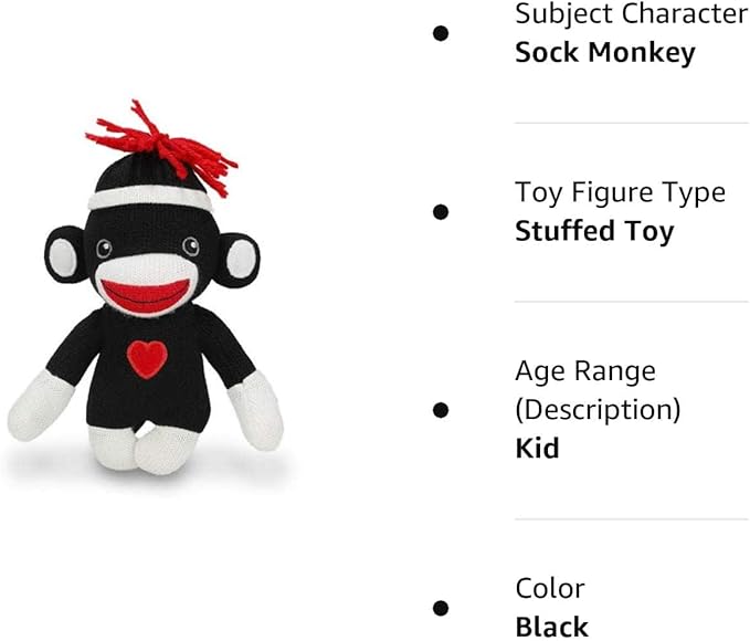 Plushland Adorable Sock Monkey, The Original Traditional Hand Knitted Stuffed Animal Toy Gift-for Teens, Girls and Boys Baby Doll Present Puppet 6 Inches