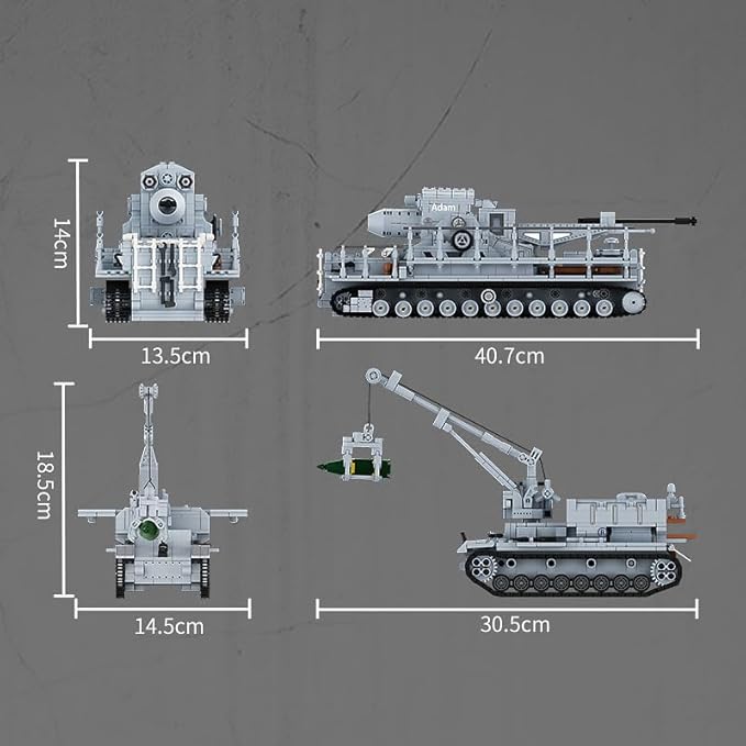 DUANT FC4303 1: 26 Karl Heavy Mortar Building Blocks Set, 2875 Pieces WW2 German Army Karl Mortar Vehicles Model, MOC Collectible Kit for Adults/Military Enthusiasts