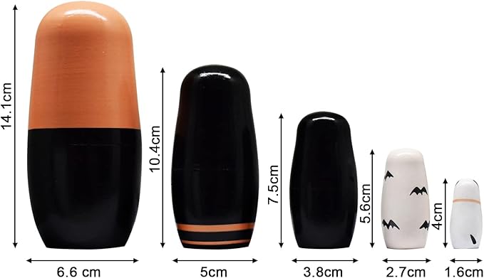 HYCLES Nesting Dolls Russian Matryoshka Wood Stacking Nested Set for Kids Handmade Toys for Children Kids Christmas Birthday Decoration Halloween Wishing Gift