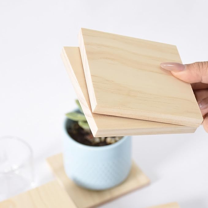 3PCS Unfinished Wood Square Blocks for Crafts, 9.8x9.8x0.4in Blank Wooden Squares Pine Wood Boards for Carving,DIY Wood Coasters,Painting & Burning