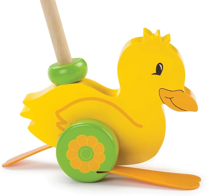 Wooden Wonders Push-n-Pull Waddling Duckling with Rubber Feet by Imagination Generation