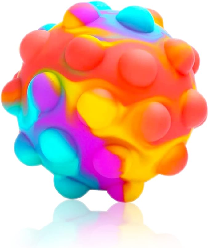 RadBizz Push Pop Bubble Fidget Sensory Toy Ball - for Autism, Stress, Anxiety - Kids and Adults (Multicolor Ball)