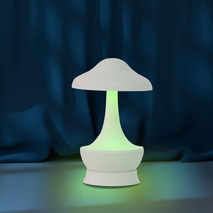 Mushroom Lamp Cordless Table Lamp - Room Decor Aesthetic Night Light for Night Stands and Desk Lamps - Fun and Energy- Night Light with USB Charging Port - Soft Indoor Lighting for Kids (White)