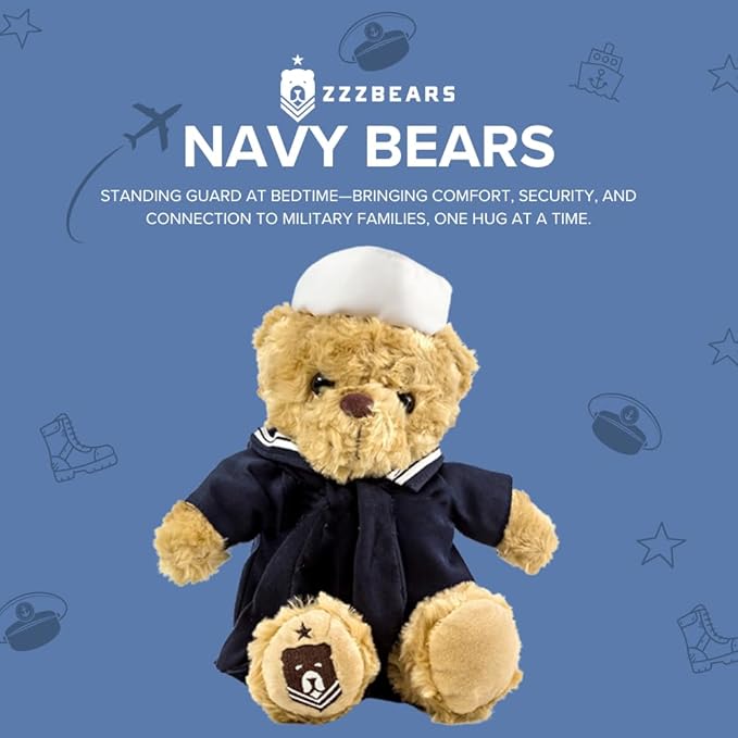ZZZ Bears Sailor Sleeptight Navy Teddy Bear with Storybook & Sleep System, Comforting Gift for Navy Kids, Helps with Bedtime Routine, Deployment Separation & Emotional Support