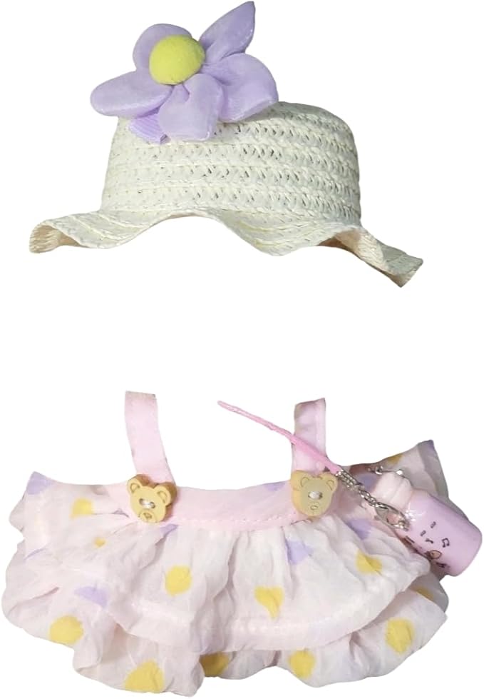 15cm & 17cm Doll Clothes Outfits Set - Premium Dress Up Bundle with Exquisite Accessories | Soft Fabric Fashion Doll Costume for 15-17cm Dolls (Pink Skirt-4)