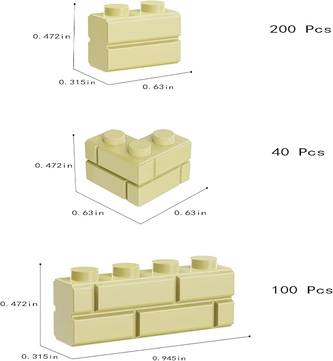 Classic Building Bricks, 340 Pcs Masonry Profile Bricks Wall Bricks Blocks, Compatible with Major Brands Parts and Pieces, Creative Building Block Toys (340 Pcs) (Apricot Yellow)