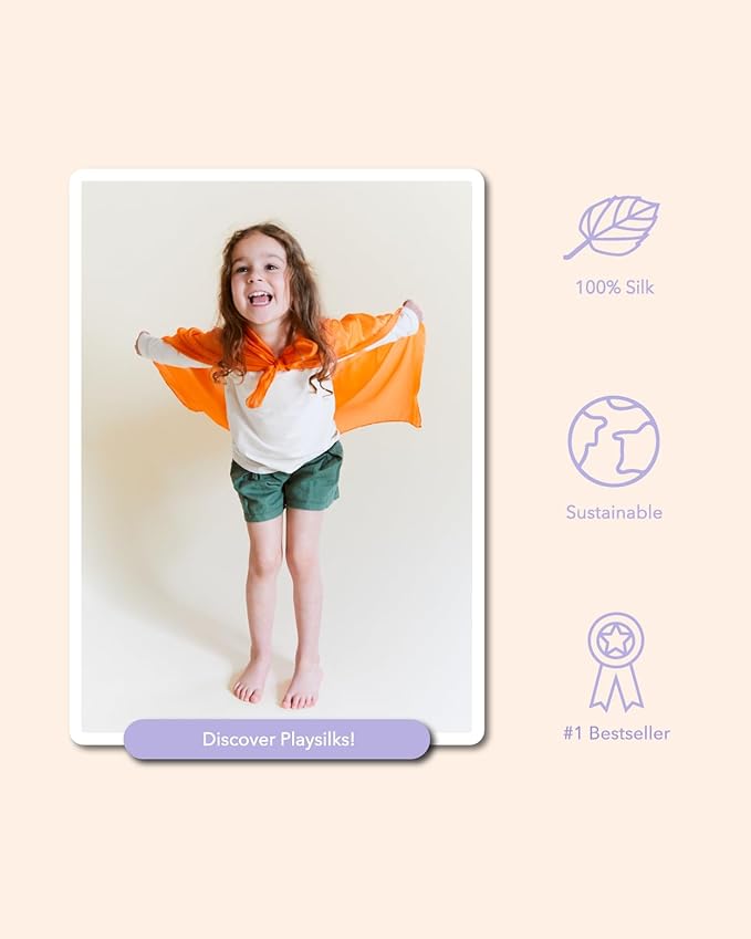 Sarah's Silks Playsilk - 100% Real Silk, Hand Dyed, Bright Colored Play Scarves | Montessori and Waldorf Toys for Dress up, Imaginative, and Pretend Play (35" x 35")