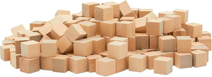 DIY Wooden Cubes 5/8-inch, Pack of 250 Small Blank Wooden Blocks, Unfinished Wood Blocks for Crafts, STEM, Dice, and Building Blocks for Stacking, by Woodpeckers