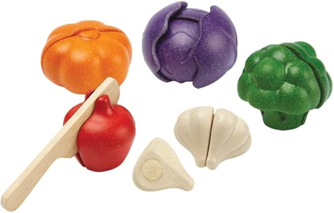 PlanToys® Wooden Vegetable Play Set for Toddlers | Educational Pretend Food Toy for Kids | Eco-Friendly Kitchen Toy for Imaginative & Hands-On Learning