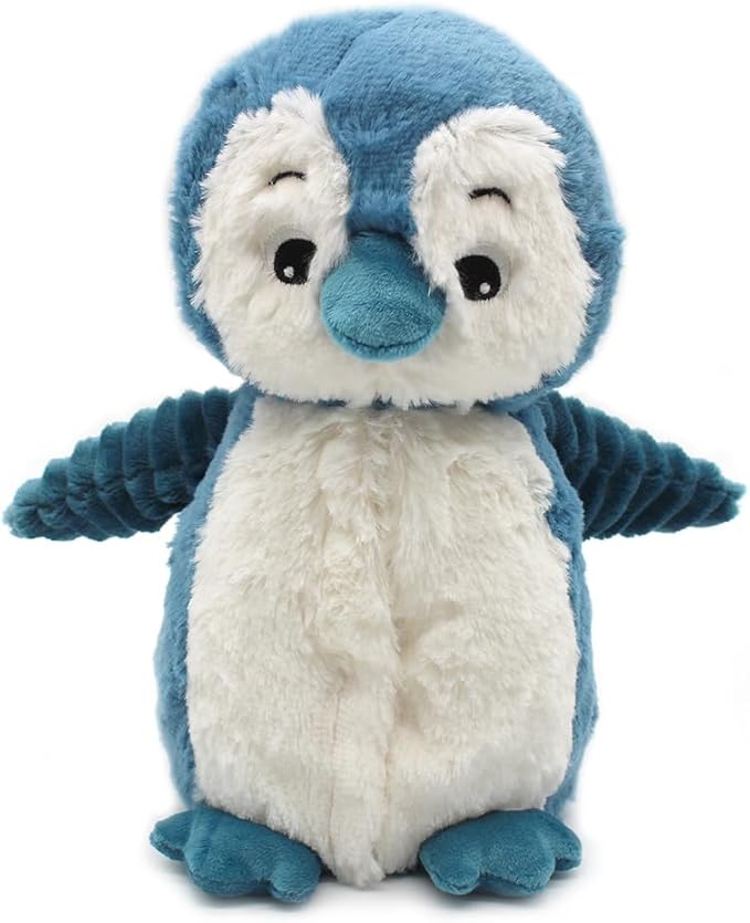 Les Déglingos Les Ptipotos by Glissou The Penguin Mummy Baby – Soft Plush – Ideal Newborn Gift – Blue – 16 cm