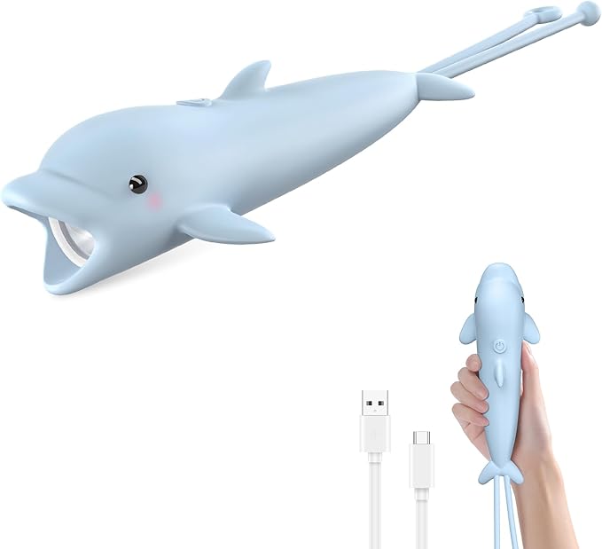 Tremdwoto Kids Flashlight Rechargeable, Small LED Child Flashlights, Birthday Gifts for Boys&Girls, Flash Light, Handheld Flashlights for Children, Dolphin Toddler Flashlight for Camping, Home-1 Pack