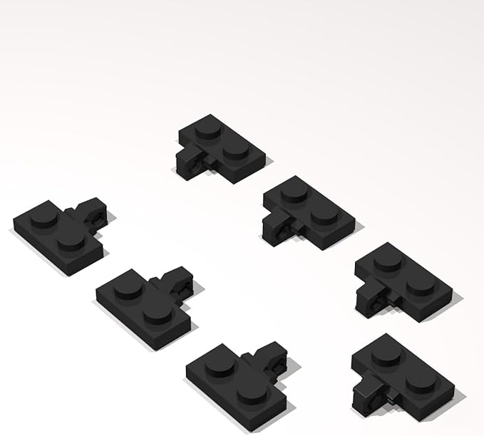 Classic Building Hinge Plate Bulk, 1x2 Locking with 1 Finger on Side with Groove 50 Piece, Compatible with Lego Parts and Pieces: (Color:Black)