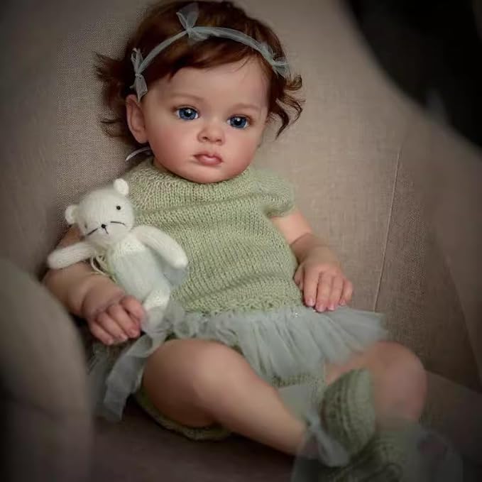 Reborn Baby Dolls Boy - 22'' Realistic Newborn Baby Doll with Blue Feeding Set & Birth Certificate - Lifelike Weighted Body for Role Play, Gift for Kids