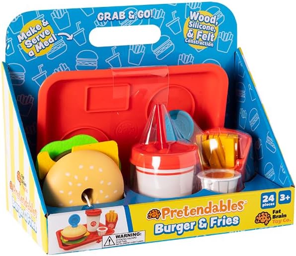 Fat Brain Toys Pretendables Burger & Fries - Imaginative Play Food Set for Ages 3 to 7