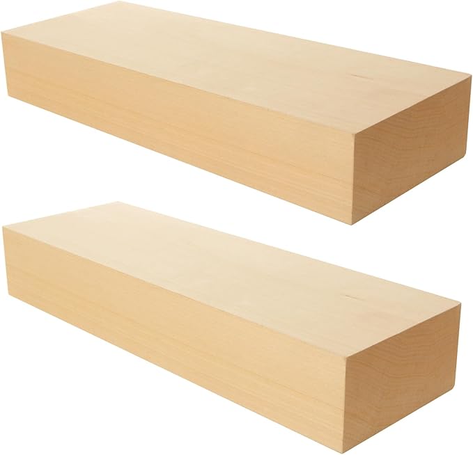 2 Pack Unfinished Basswood Carving Blocks, 12x4x2Inch Large Bass Wood Blocks for Wood Carving for Home, Crafts, Class, Arts, Christmas DIY Supplies