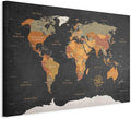 artgeist Acoustic Canvas Wall Art Print World Map 35x24 in - 1pcs Picture with Acoustic Foam Sound Print Artwork Room Acoustics Soundproofing Poster Map of The World World Travel Map k-C-0048-b-c