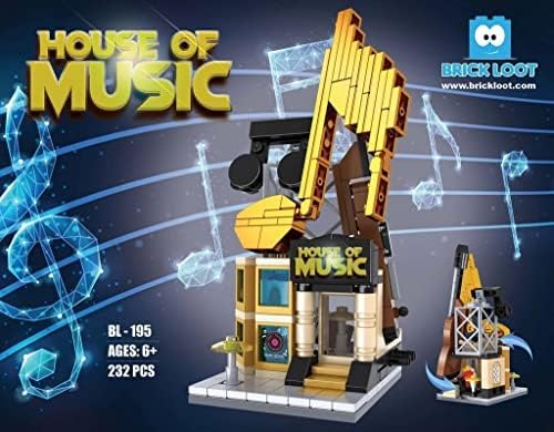 Brick Loot Mini City Music Shop Building Set – 232-Piece Lego-Compatible Modular Mini Bricks Storefront, City Building Blocks Kit for Kids & Adults, Creative STEM DIY Model, Display Collectible