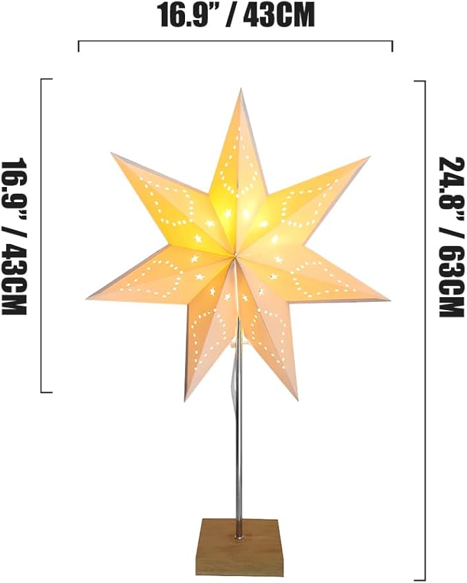 Bedside Table Lamp Paper and Chrome Standing Lamp Room Decoration Festival Lantern Light Nightstand Desk Lamp Bedroom Dresser Living Kids Room College Dorm Coffee (White, 24.8"x16.9"x7.09")
