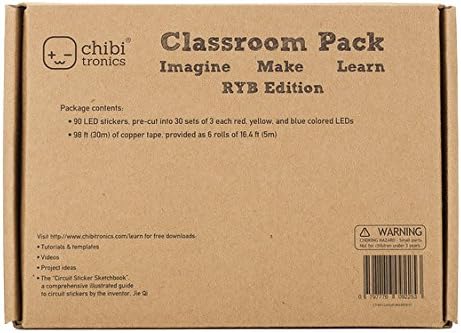 Chibitronics Classroom Pack of 30 Red, 30 Yellow and 30 Blue LED Circuit Stickers - Full Stem/Steam kit - for Educators in The Classroom - Paper Circuits - Peel and Stick Circuits