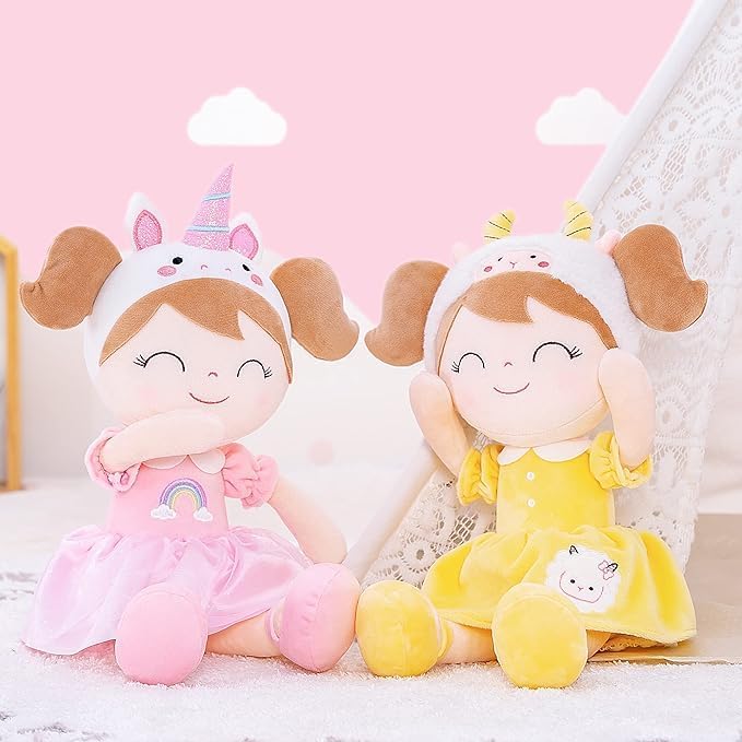 Gloveleya Personalized Doll with Embroidered Name - Pink Unicorn Custom Plush Doll for Girls Cute Plush Doll Customized Gift - Muñecas de Trapo Personalizadas para Niñas