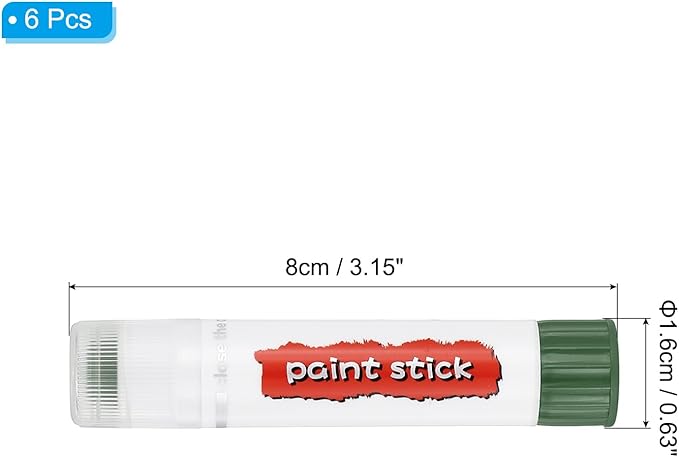 PATIKIL Tempera Paint Sticks, 6 Pcs Solid Tempera Paints Sticks Washable Bulk Markers Pen Quick Drying for Artists Beginners Art Supplies, Olive Green