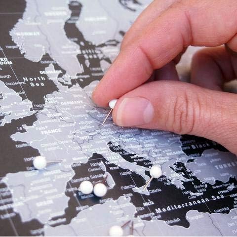 Map Your Travels Modern Slate World Travel Map | Includes Push Pins | Handmade in Minnesota | Gift Map For Travelers | 22"x33"
